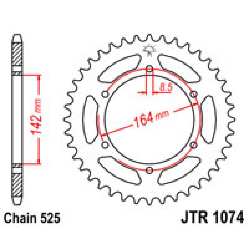 Купить Звездочка задняя JT Sprockets (шаг 525 44зуб) JT JTR1074 